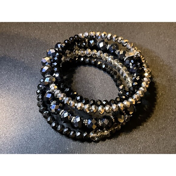 Ali Khan NY Faceted Beaded Memory Wire Crystal Bracelet - Picture 2 of 4